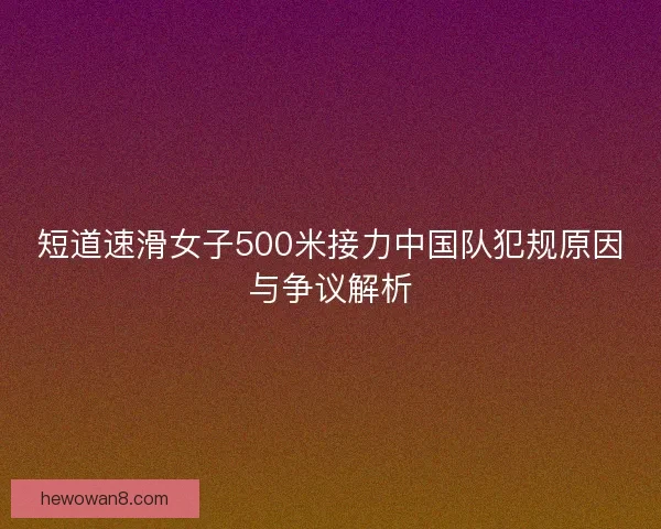 短道速滑女子500米接力中国队犯规原因与争议解析