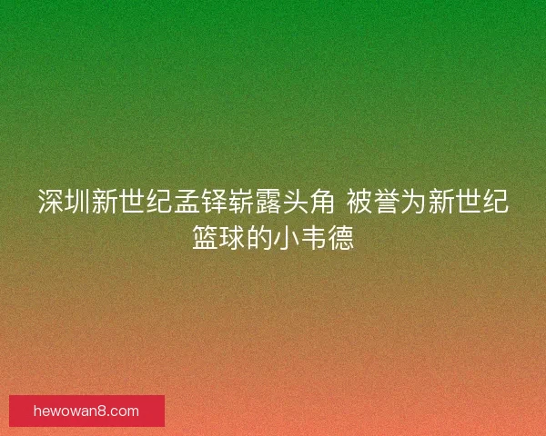 深圳新世纪孟铎崭露头角 被誉为新世纪篮球的小韦德