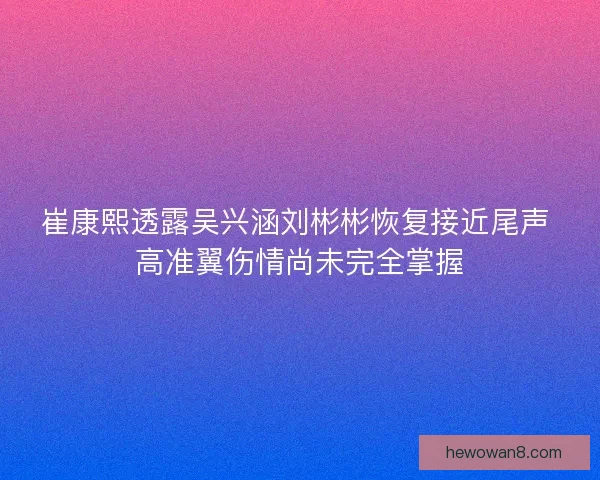 崔康熙透露吴兴涵刘彬彬恢复接近尾声 高准翼伤情尚未完全掌握